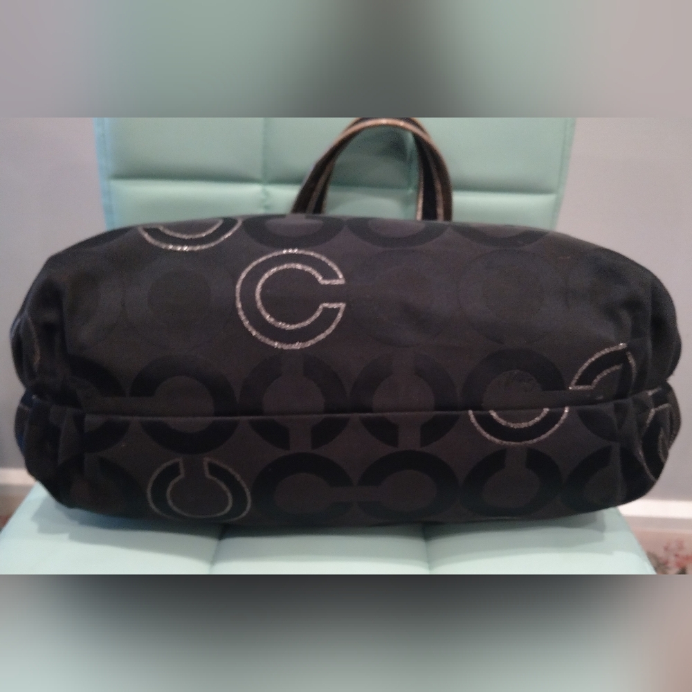 Coach Poppy Metallic Glam Signature Tote Bag & Poppy Key & Card Holder - Picture 2 of 16